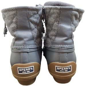 Sperry Saltwater Quilted Grey Wool Duck Boots Women's Waterproof Rain Boots 9M